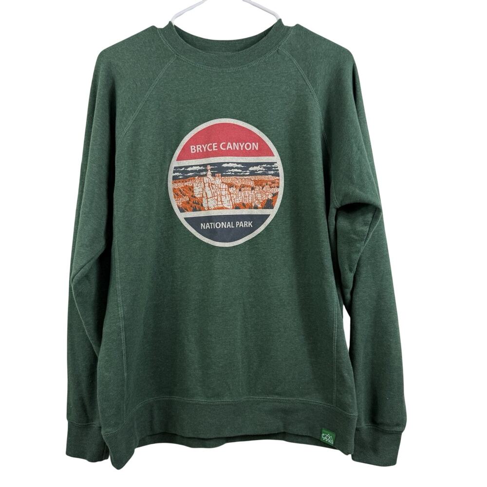 Wild Tribute Green Bryce Canyon Park Graphic Sweatshirt Unisex Medium Crew Neck